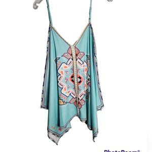 Leo Rosi women's spaghetti strap blue design top size L
